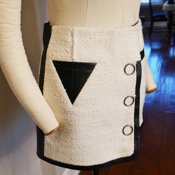 NWT Alexander Wang Wool Boucle & Lambskin Mini Skirt, Size 6 - Picture 2 of 8